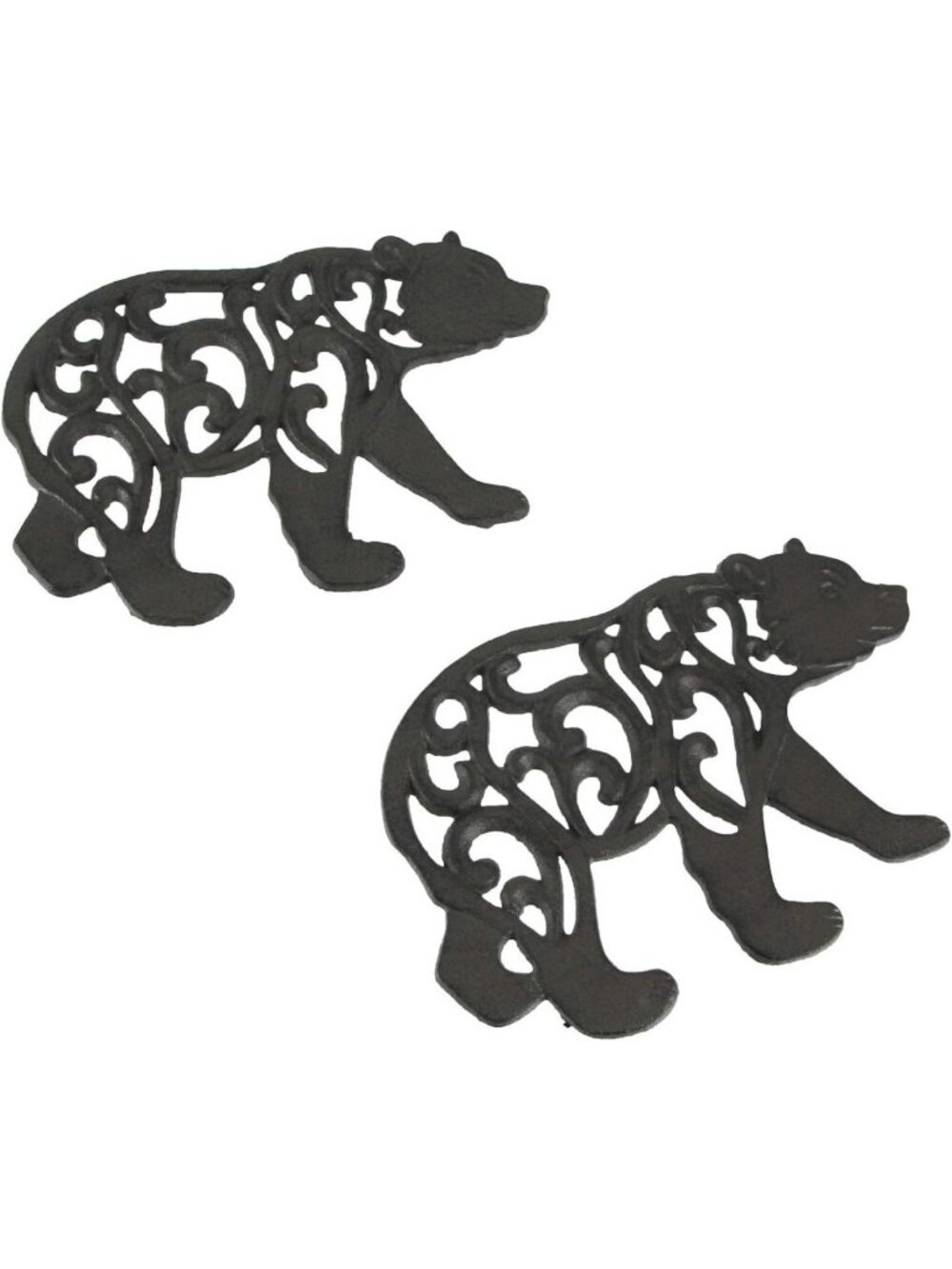 Set of 2 Black Enamel Cast Iron Bear Trivets | Lodge Decor, Functional & Stylish